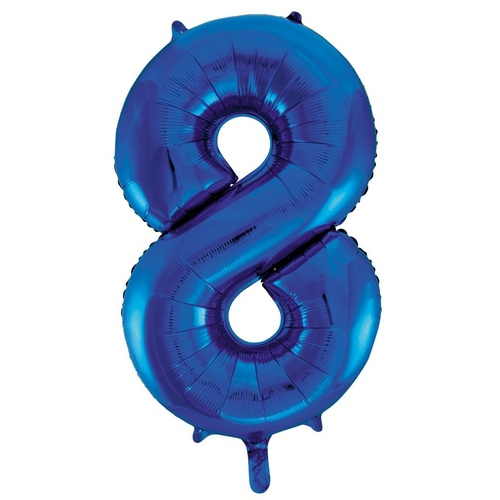 86cm Number 8 Blue Foil Balloon #213738 - Each (Pkgd.) TEMPORARILY UNAVAILABLE