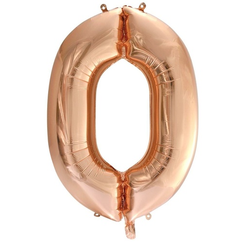 86cm Number 0 Rose Gold Foil Balloon #30213740 - Each (Pkgd.)