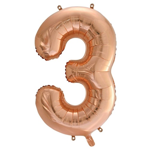 86cm Number 3 Rose Gold Foil Balloon #30213743 - Each (Pkgd.)