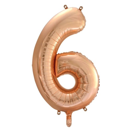 86cm Number 6 Rose Gold Foil Balloon #30213746 - Each (Pkgd.)