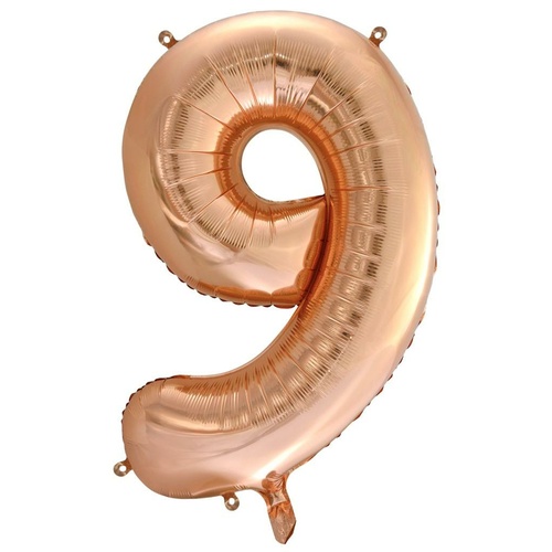 86cm Number 9 Rose Gold Foil Balloon #213749 - Each (Pkgd.) 