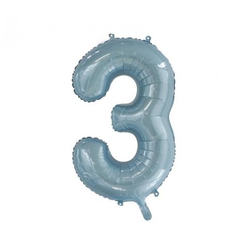 86cm Number 3 Light Blue Foil Balloon #30213753 - Each (Pkgd.) 
