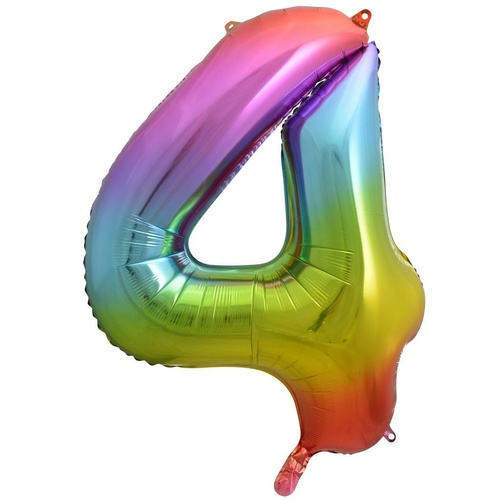 86cm Number 4 Rainbow Splash Foil Balloon #30213774 - Each (Pkgd.)