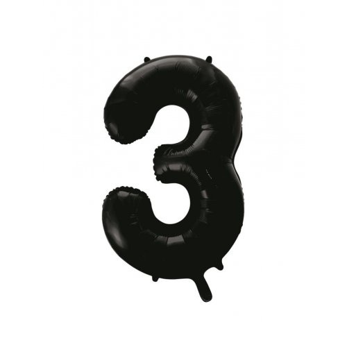 86cm Number 3 Foil Balloon Black #30213783 - Each (Pkgd.)