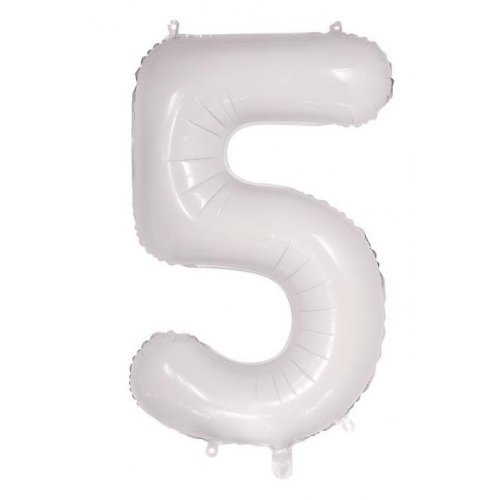 86cm Number 5 White Foil Balloon #30213805 - Each (Pkgd.)