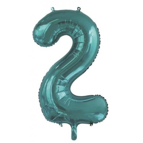 86cm Number 2 Teal Foil Balloon #30213812 - Each (Pkgd.)