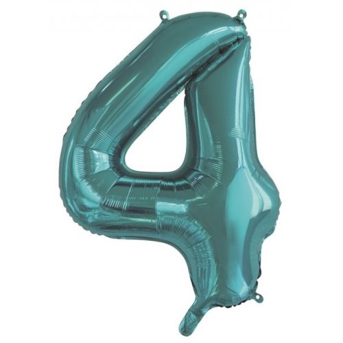 86cm Number 4 Teal Foil Balloon #30213814 - Each (Pkgd.)