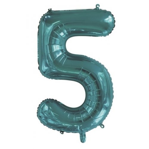86cm Number 5 Teal Foil Balloon #30213815 - Each (Pkgd.)