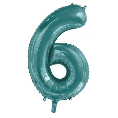 86cm Number 6 Teal Foil Balloon #30213816 - Each (Pkgd.)