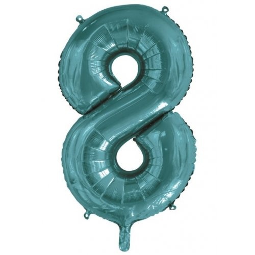 86cm Number 8 Teal Foil Balloon #213818 - Each (Pkgd.)