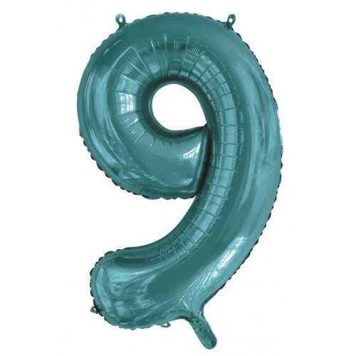 86cm Number 9 Teal Foil Balloon #213819 - Each (Pkgd.)