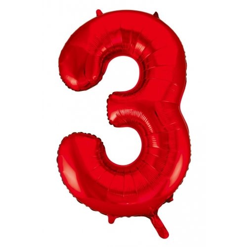86cm Number 3 Red Foil Balloon #30213823 - Each (Pkgd.)