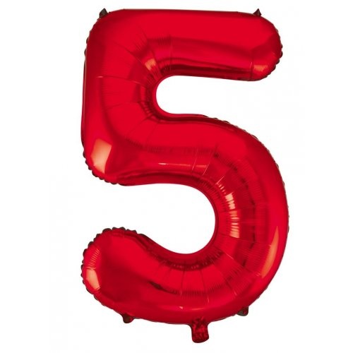 86cm Number 5 Red Foil Balloon #30213825 - Each (Pkgd.)