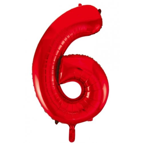 86cm Number 6 Red Foil Balloon #30213826 - Each (Pkgd.)