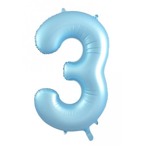 86cm Number 3 Matte Light Blue Foil Balloon #30213863 - Each (Pkgd.)