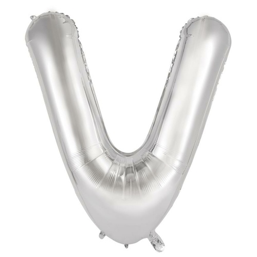 86cm Letter V Silver Foil Balloon #30213921 - Each (Pkgd.)