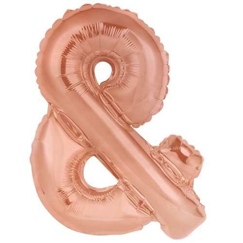 86cm Symbol Ampersand & Rose Gold Foil Balloon #30213996 - Each (Pkgd.)