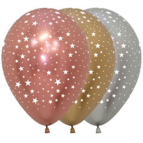 12cm Round Reflex Assorted Stars A-Round Sempertex Latex #3022230850 - Pack of 50 TEMPORARILY UNAVAILABLE
