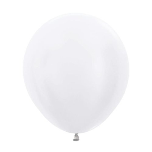 46cm Round Satin pearl White Sempertex Plain Latex #30222583 - Pack of 25