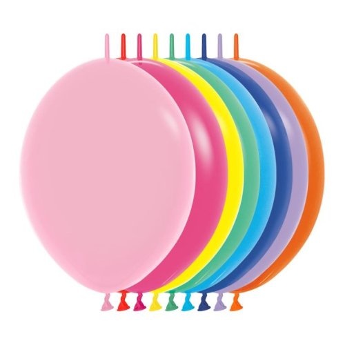 15cm Fashion Assorted Link-O-Loons Latex Balloons #30223000 - Pack of 50