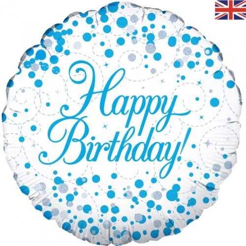 45cm Round Foil Birthday Sparkling Fizz Blue #30226621 - Each (Pkgd.)