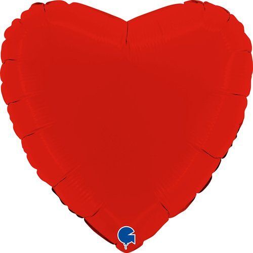 45cm Heart Matte Red Plain Foil Balloon #30G180000MRP - Each (Pkgd.) 