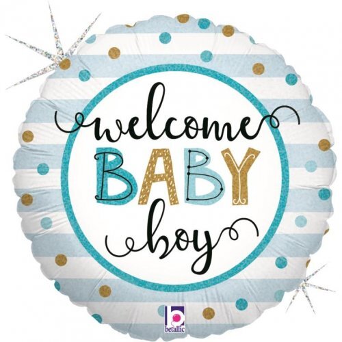 45cm Round Foil Baby Boy Stripes #30G26136GH - Each (Pkgd.)