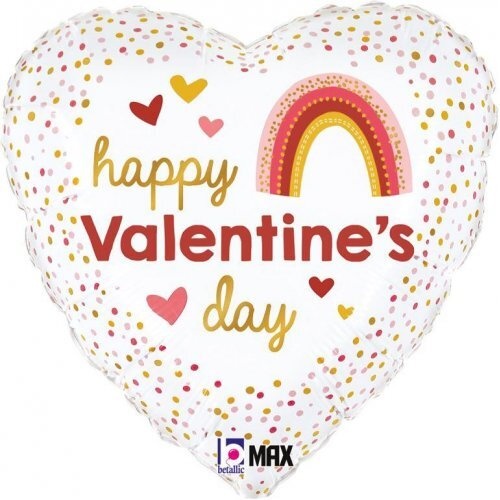 45cm Happy Valentine's Day Boho Rainbow Heart Foil Balloon #30G26159P - Each (Pkgd.)