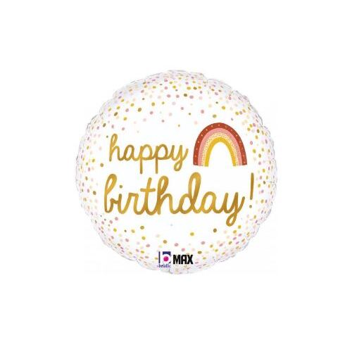45cm Round Foil Boho Birthday #30G26166P- Each (Pkgd.) 