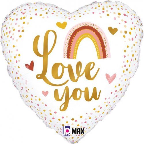 45cm Heart Boho Love You Foil Balloon #30G26167P - Each (Pkgd.)