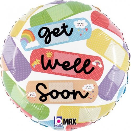 45cm Round Cheerful Get Well Bandaid Foil Balloon #30G26222P - Each (Pkgd.) 
