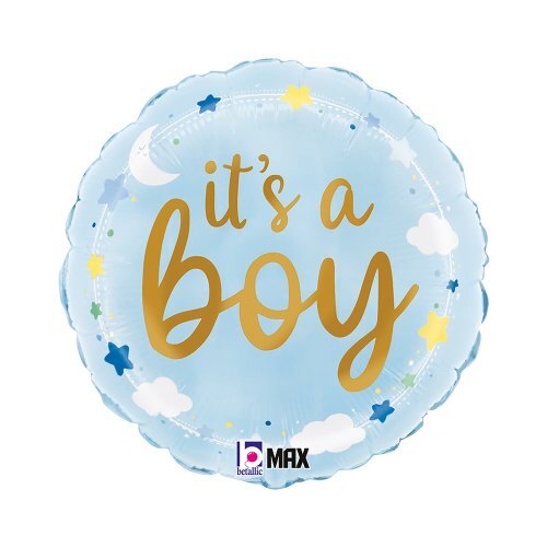 45cm It's a Boy Stars & Clouds Foil Balloon #30G26296P - Each (Pkgd.)