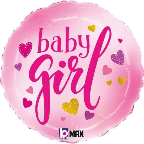45cm Baby Girl Pink Hearts Foil Balloon #30G26375P - Each (Pkgd.)