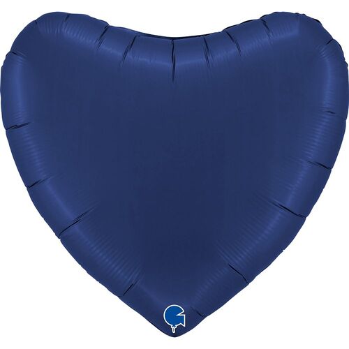90cm Heart Satin Navy Blue Plain Foil Balloon #30G360S02BN - Each (Unpkgd.)