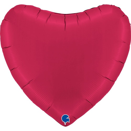 90cm Heart Satin Cherry Plain Foil Balloon #30G360S03CY - Each (Unpkgd.)