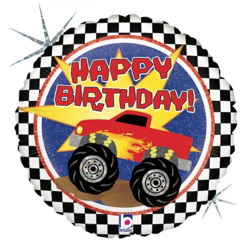 45cm Round Foil Holographic Birthday Monster Truck #30G36141H - Each (Pkgd.)