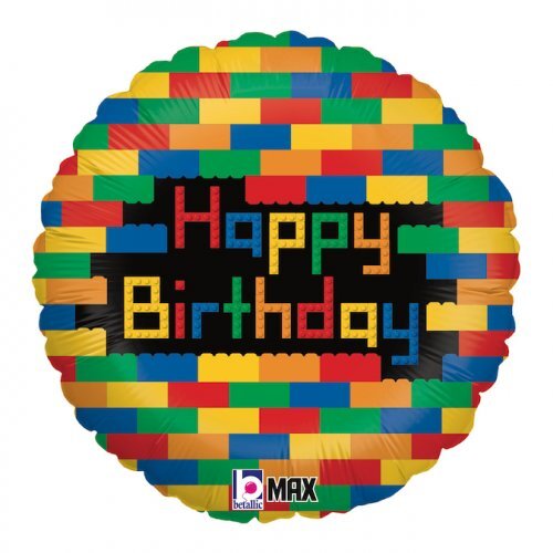 45cm Round Foil Birthday Blocks #30G36557P - Each (Pkgd.)
