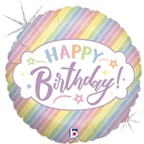 45cm Round Foil Holographic Pastel Birthday #30G36961GH - Each (Pkgd.) 