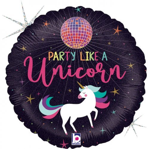 45cm Round Foil Holographic Unicorn Party #30G36970GH - Each (Pkgd.)