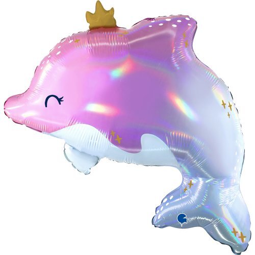 81cm Shape Glowy Dolphin Holographic Foil Balloon #30G72195RHP - Each (Pkgd.)