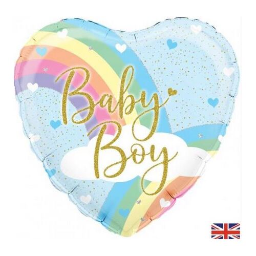 45cm Heart Foil Pastel Rainbow Boy Holographic #30OT228137 - Each (Pkgd.) 