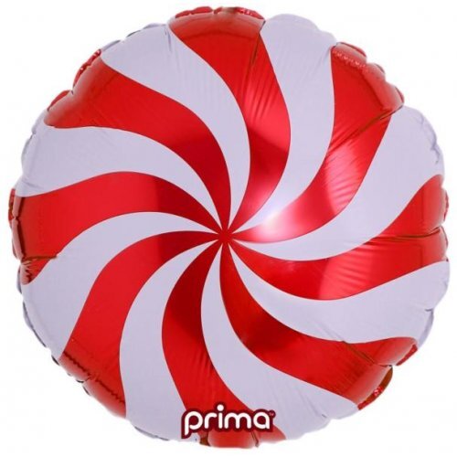 45cm Round Candy Swirl Red Foil Balloon #30P602140 - Each (Pkgd.) 