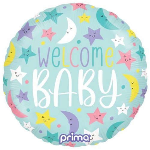 45cm Round Welcome Baby Moon & Stars Foil Balloon #30P620014 - Each (Pkgd.)