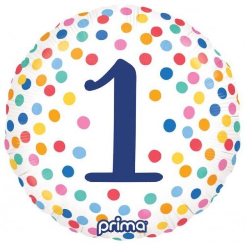 45cm Round Happy Birthday Colourful Confetti #1 Foil Balloon #30P620120 - Each (Pkgd.)