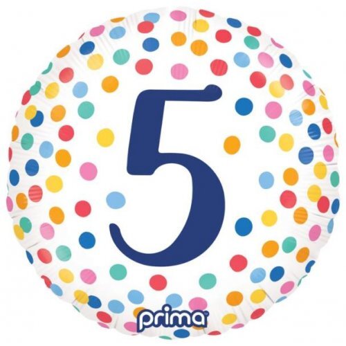 45cm Round Happy Birthday Colourful Confetti #5 Foil Balloon #30P620168 - Each (Pkgd.)