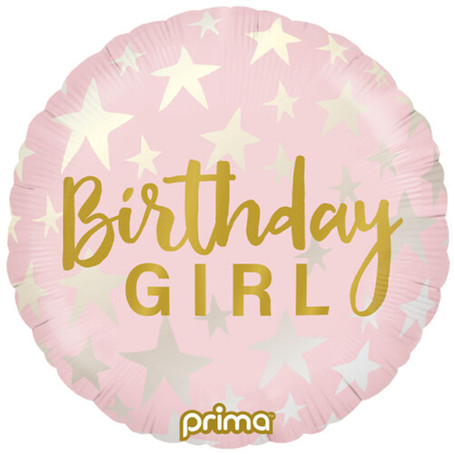 45cm Round Birthday Girl Stars Foil Balloon #30P620199 - Each (Pkgd.)