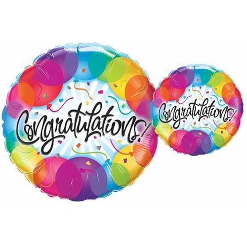 45cm Round Foil Congratulations Balloons #33360 - Each (Pkgd.) 
