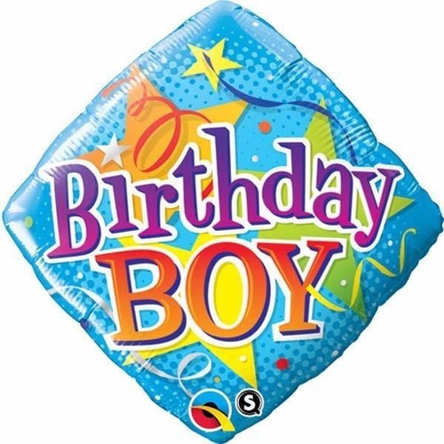 DISC 45cm Diamond Foil Birthday Boy Stars #34434 - Each (Pkgd.) 