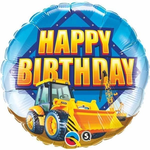 45cm Round Foil Birthday Construction Zone #36487 - Each (Pkgd.) 