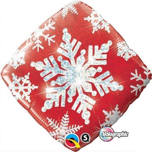 45cm Diamond Foil Holographic Snowflake Sparkles Red #40093 - Each (Pkgd.)